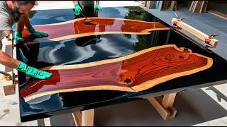 This Epoxy-Coated Wood Table Looks Like Flowing Lava &ndash; a Handcrafted Masterpiece You Can't Miss.