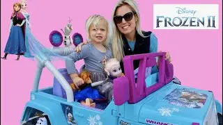Disney Frozen 12v Jeep Power Wheels + Elsa & Anna Doll Outdoor Fun