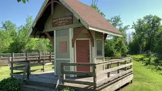 100 year old trolley stop alongside a busy road in Cicero, New York