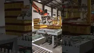 High speed robotic palletizer for gift boxes drink beverage cartons with Kuka robot#robot #robotics