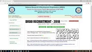DRDO Recruitment 2018 - Apply Online for 494 Technical Posts
