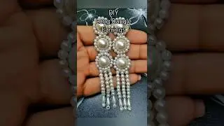 DIY Pearl Jewellery || Long Dangle Earrings tutorial #diy #shorts #handmade #jewellery  #crafterSS