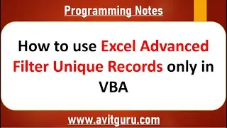 How to use excel advanced filter unique records only in VBA