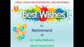 Retirement wishes for Dr. Sudha Malhotra