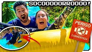 DESAFIO CONTRA A CORRENTEZA! NADANDO NA PISCINA MAIS DIFÍCIL DO MUNDO! | Gabriel e Shirley