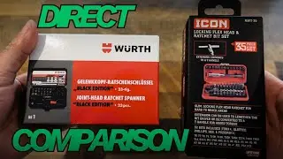 Набор бит с гибкой головкой и трещоткой WURTH Tools в сравнении с набором ICON от Harbor Freight.