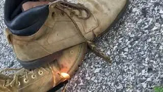 Work boot destruction