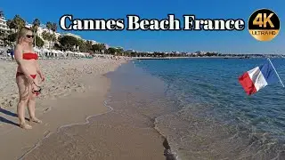 Cannes Beach France  Beach  Walking Tours⁴ᴷ  🇫🇷