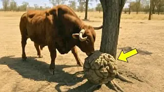Bull Acted Strange Towards An Old Tree, Farmer Turns Pale After Digging a Hole