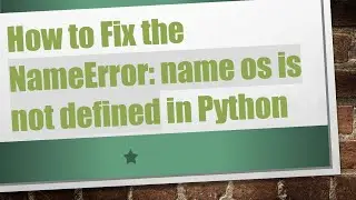 How to Fix the NameError: name os is not defined in Python