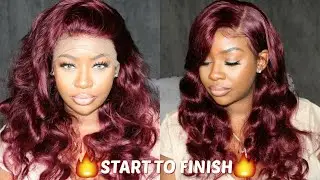 Fire Red 🔥 (99J) Wig, Pre Plucked, Wand Curls, Baby Hair | Supernova