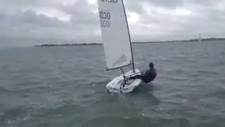 RS Aero 9 - high wind upwind, Hayling Dec14