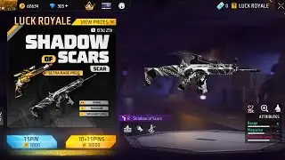 NEW WEAPON ROYAL SHADOW OF SCARS SKINN 💀 W LUCK IN SPIN 😮‍💨 FREE FIRE MAX 