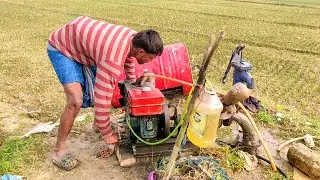 Two brothers gave a water pump machine stunt