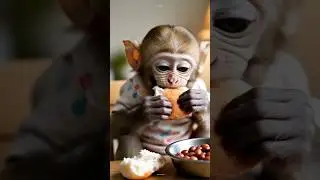 Baby Monkey Testing Bread!🤗#funny #baby #monkey #food #shortvideo