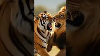 lion and tiger fight 🦁 🐅  #animals #fight #shorts