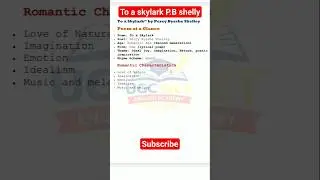 most important topic P.B Shelley | poetry | Literature | bpsctre 4 | Ltgrade | kvs | tgtpgt |