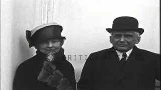 Frank Billings Kellogg stands with his wife and speaks in New York, United States...HD Stock Footage