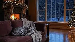 Christmas Cat Sleep Music 🎄 Soothing Fireplace Sounds for Calm, Relaxed, Happy Pets