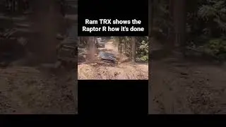 Ram TRX shows Raptor R how to mud with @CatchMeOffroad #mopar #offroad #ramtrxhellcat #ramfam #srt