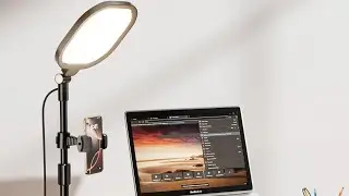 LitONES Desk Ring Light with Stand and Phone Holder, 3000K-6500K Dimmable Computer Ringlight