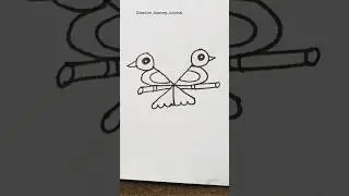 Cute & couple bird drawing #shorts #birds #art 🦜🦜