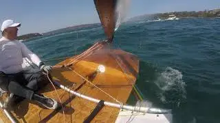 Scow Moth K2 - Mike Salter in Middle Harbour 18-20knot NNE