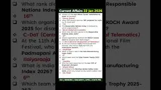 22 January Current Affairs (English) #dailycurrentaffairs