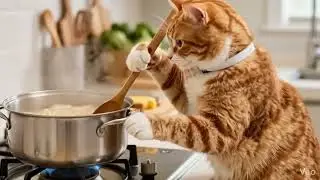 Boiling water cooking cat