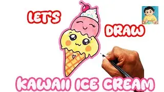 How to Draw a Cute Kawaii Ice Cream 🍦 | Easy Drawing for Kids