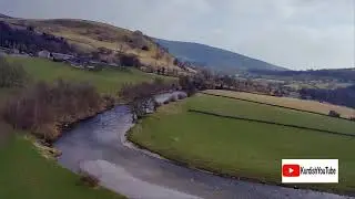 Drone View of Burnsall across the river Wharfe Yorkshire Dales National Park