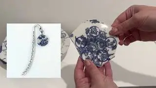 Thrifted plates into necklaces. Broken plates into jewelry. Checking old dishes brands.
