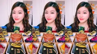 [ASMR] Eat dark chocolate, pineapple, strawberry ice cream Crispy delicious Eating ice cream as food