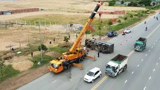 HYUNDAI Dump Truck Accident Turns Over & Recovery By CRANE