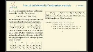 Middelværdien af summen af to stokastiske variable