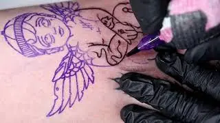Only Black Work | Angel Tattoo Time Lapse
