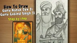 Drawing Guru Nanak Dev ji and Guru Gobind Singh Ji ❤️ | How to Draw Baba Nanak With Golden temple 