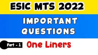 ESIC MTS Important Questions One Liners