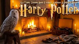 Harry Potter Fireplace Ambience 🔥 Cozy Gryffindor Common Room in Winter | Magical Music