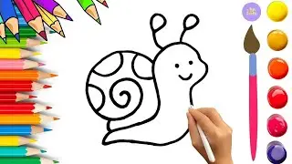 How To Draw cute Snail Drawing, Painting & Coloring For Kids and Toddlers_🌈🎨