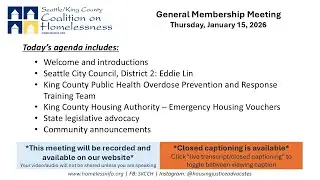 General Membership Meeting - January 15, 2026