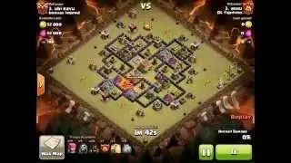 3 star a symmetrical base with hogs at town hall 8 - clash of clan war attack strategy