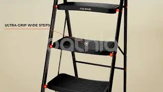 Bathla Ascend Steel Heavy Duty Ladder for Home | Wide Anti-Slip Steps | 5 Year Manufacturer Warranty