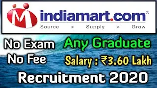 Indiamart Recruitment 2020 | No Exam | No Fee | Any Graduate | Salary - Rs.3.6 Lakh | Younger Age |