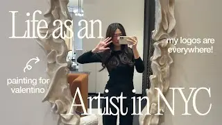 Full-time Artist in NYC ✏️🤍 painting for Valentino & my logos coming to life!