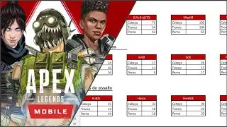Tabela/Guia de Apex Legends Mobile Temporada 1.