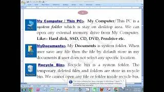 My Computer, My Documents & Recycle Bin Explained | System Folders in Windows  in Bengali