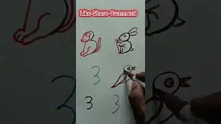 How to draw Diffarent art Using Number 3 #trending #art #viralvideo #shortsfeed #ytshorts  #shorts