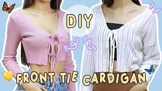 DIY Front Tie Cardigan - Hand Sewing | Upcycling Old Clothes | Chenda Keo
