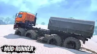 Russian Truck KamAZ 8x8 WD Driving in Oasis Island | Spintires Mudrunner | Mbum Truck